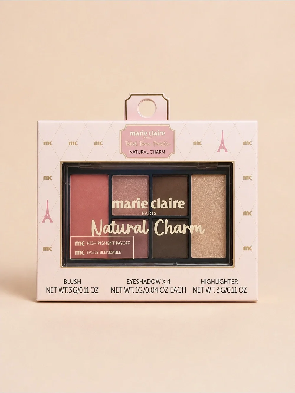 Marie Claire Natural Charm Eyeshadow & Blush Palette - Pink/Gold